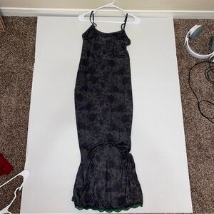 ROMWE Black and Green Floral Dress